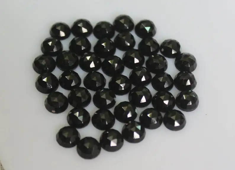 4mm Natural Black Spinel Round Rose Cut Cabochon Gemstone Natural Black Jewelry Making Stone 100% Natural Color Vivaaz Gems