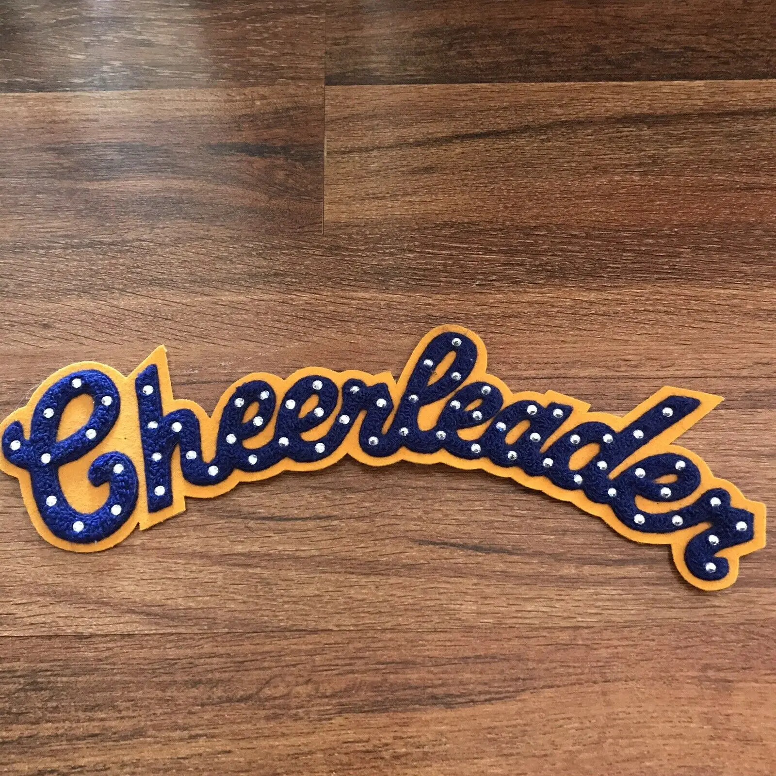 Cheerleader Script word Bling Chenille Patch For Letterman Jacket