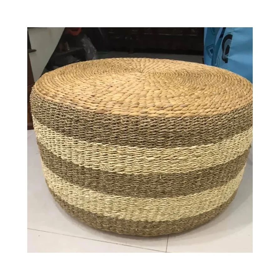 Good quality wholesaler decorative natural round stools ottomans handmade