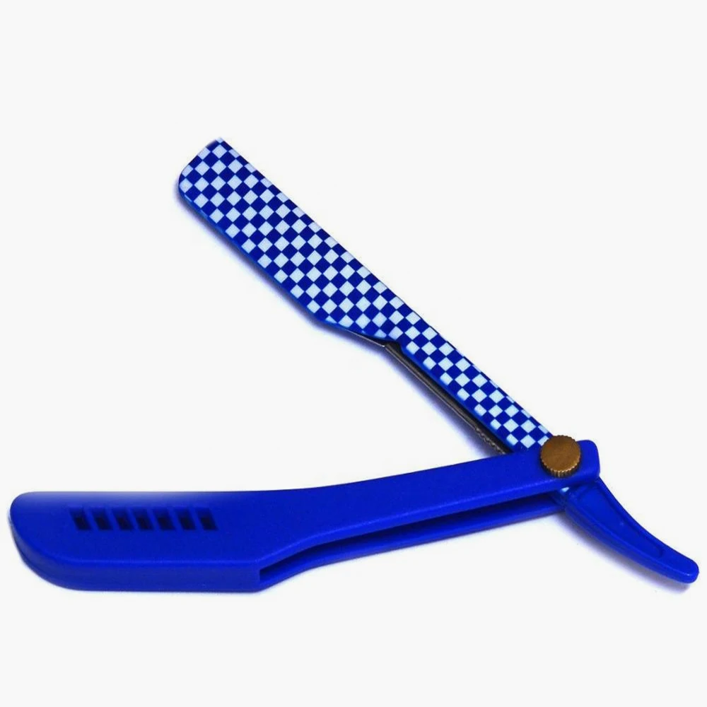 Plastic Handle Barber Shaving Razors With Finger Rest Blue & White Box Style Barber Razors