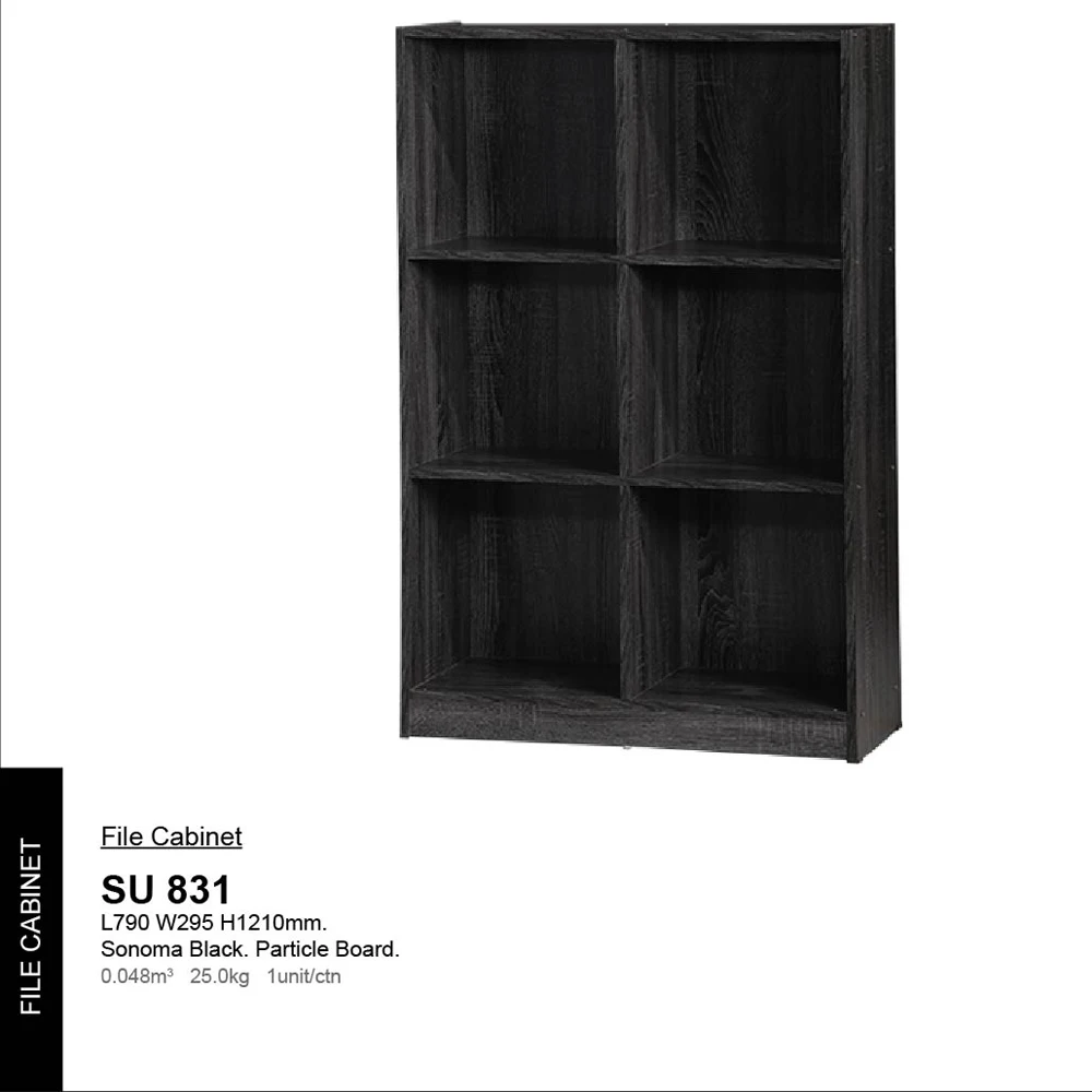 Solid File Cabinet SU 831 Rack Shelves Glass Bookcase Particle Board Storage Living High Durability For Home Office Malaysia