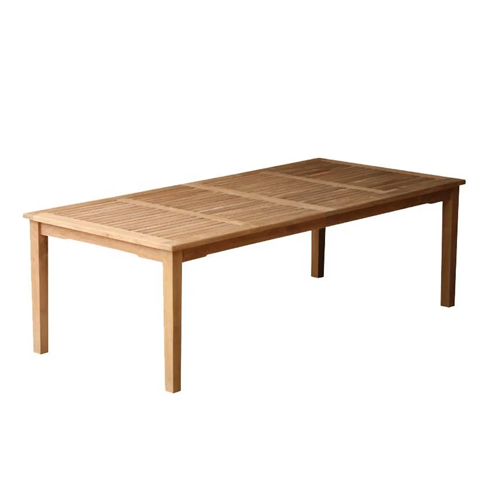 Modern Commercial Solid Wood Teak Rectangular Dining Table Rustic Hotel Park Garden Patio Outdoor Furniture Inspired Indonesia