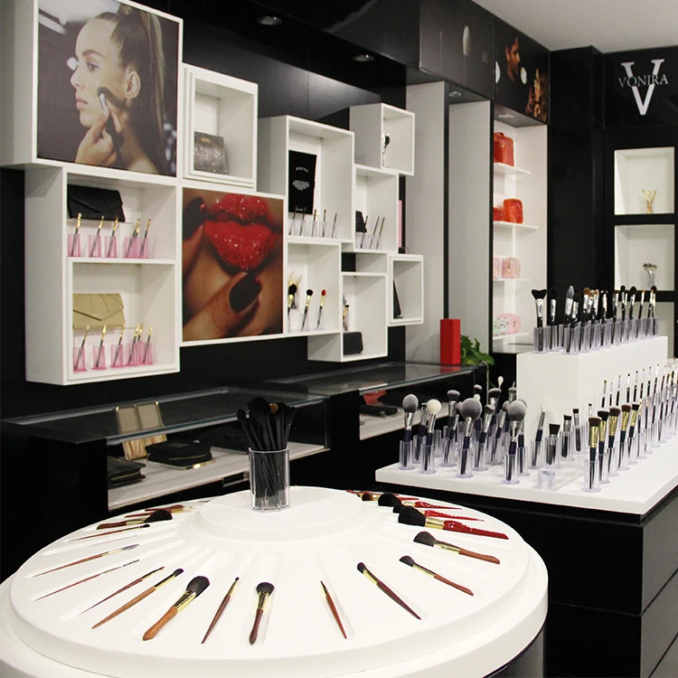 Vonira Black Goat Hair Medium Tapered Crease Blending Brush With Silver Copper Wooden Handle