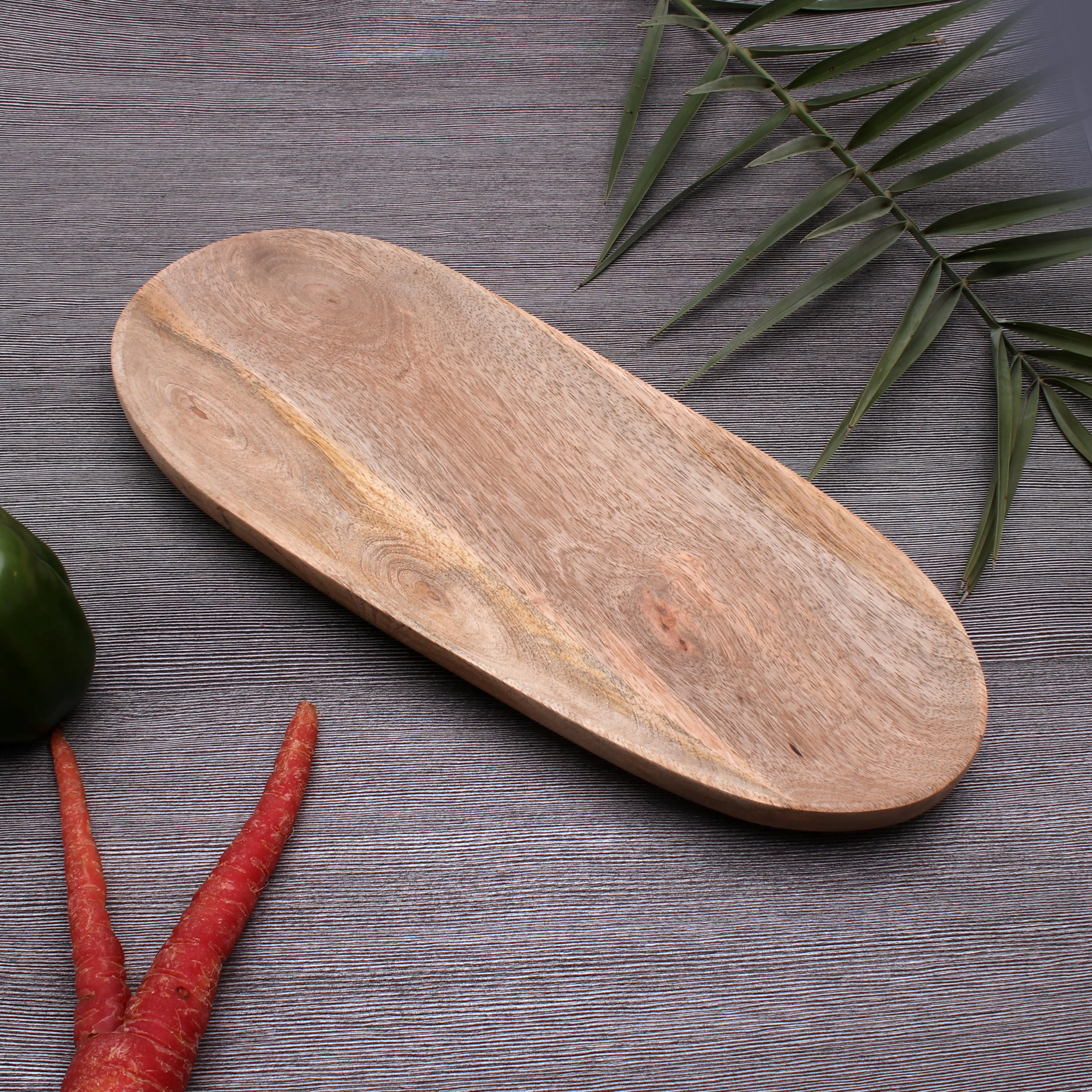 Mango Wooden Long Platter for Serving Salad Handcrfated Natural Finish Home Restaurant Food Presentation Wooden Organic Platters