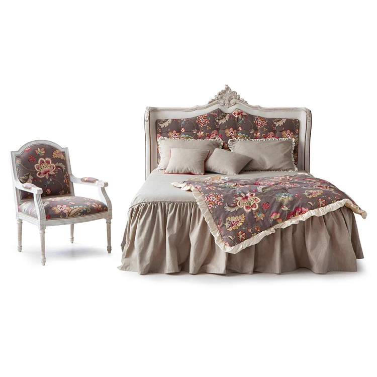 
French Bedroom Sets Luxury King Size Gardenia Real Genuine Modern Fabric Luxury Bed 
