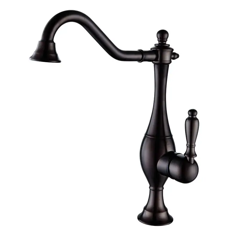 Retro Single Hole Matte Black Kitchen Faucet  Mixer Classic Kitchen Sink Taps
