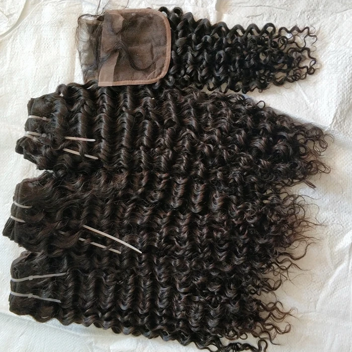 Lestfly Brazilian 3 Bundles Brown Hair with Closure Loose Deep Wave Full Weft Cuticle Aligned Virgin Extensions