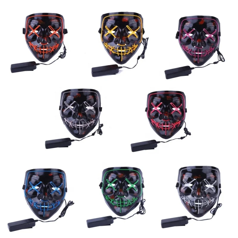 LED Mask Purge Election Mascara Costume DJ Party Light Up Mask Glow In Dark 10 Colors To Choose Led Halloween Mask