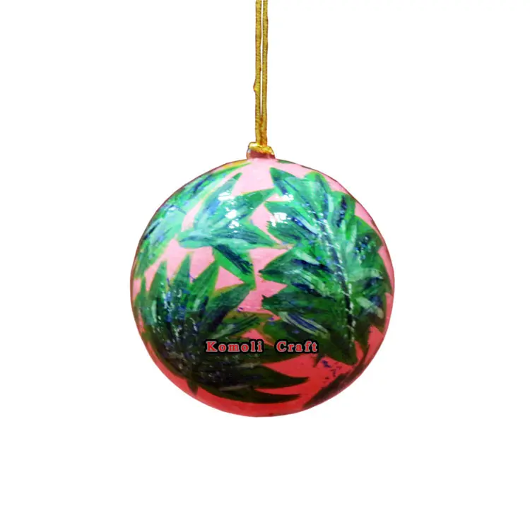 Floral design hand painted paper mache xmas Christmas decorations ornament