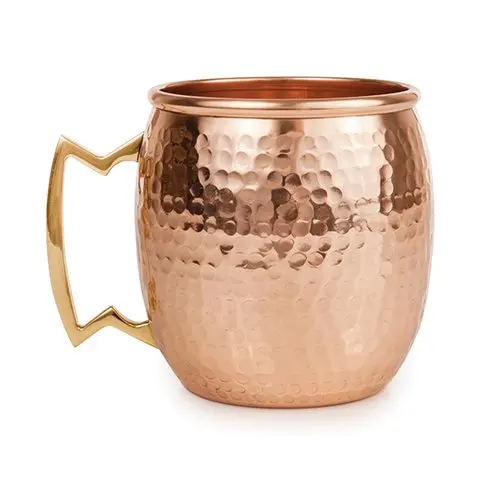 good design Brass Handle Copper cups with logo engraving for beer Antique copper hammered tin lining moscow mule mugs