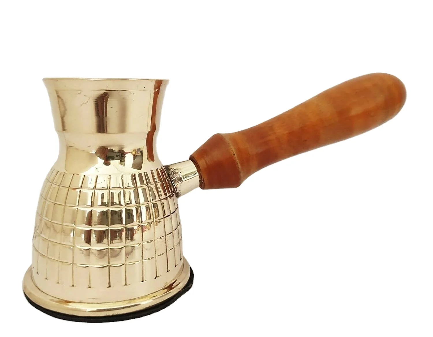 Golden Turkish Greek Arabic Coffee Pot Brass Metal Coffee Maker Cezve Ibrik Briki with Wooden Handle For Home and Restaurants