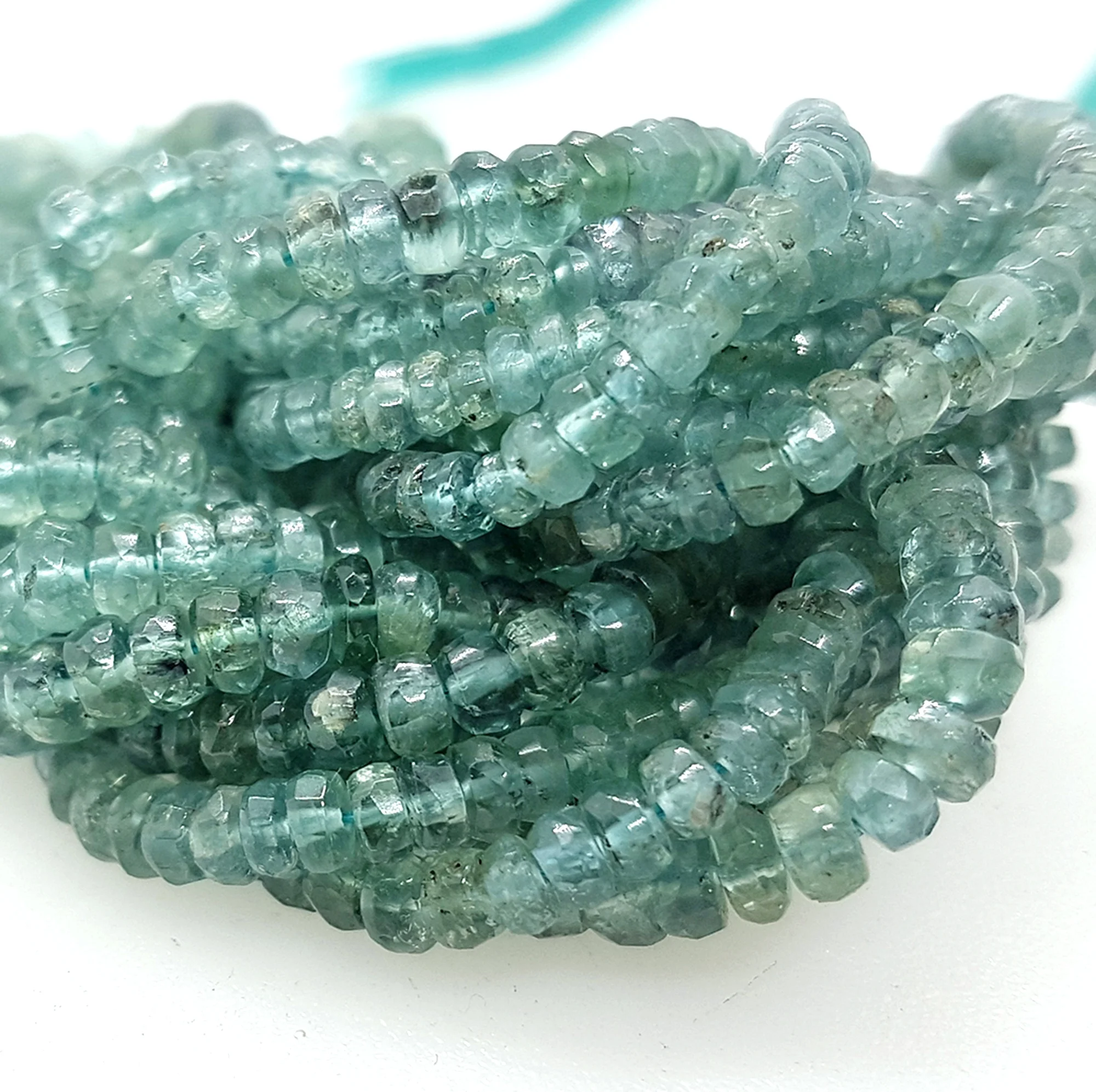 Rare Blue Tourmaline Beads, Loose Faceted Rondelle Strand, 3 to 4 mm Rondelle Gemstone Beads For Necklace