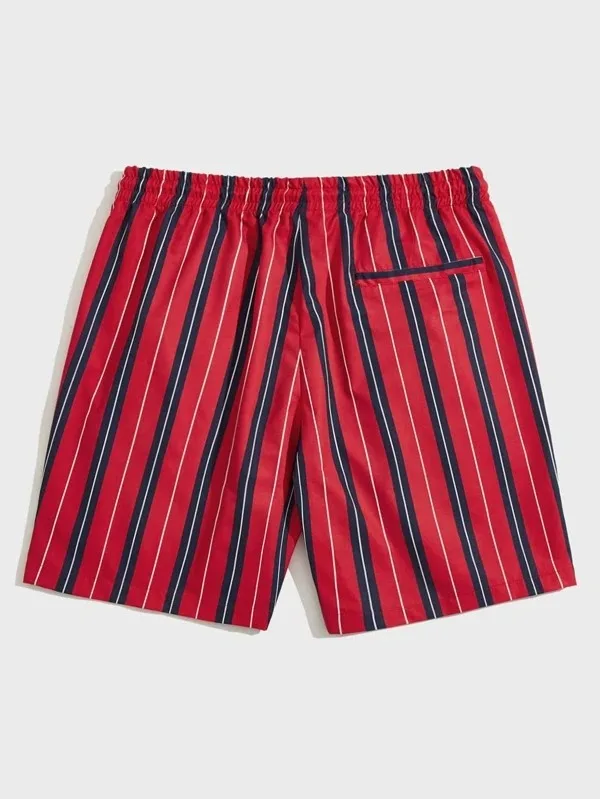 Men Slogan & Striped Shorts Wholesale Custom Design Casual Workout Side Pockets Mesh Running Cargo Shorts For Men