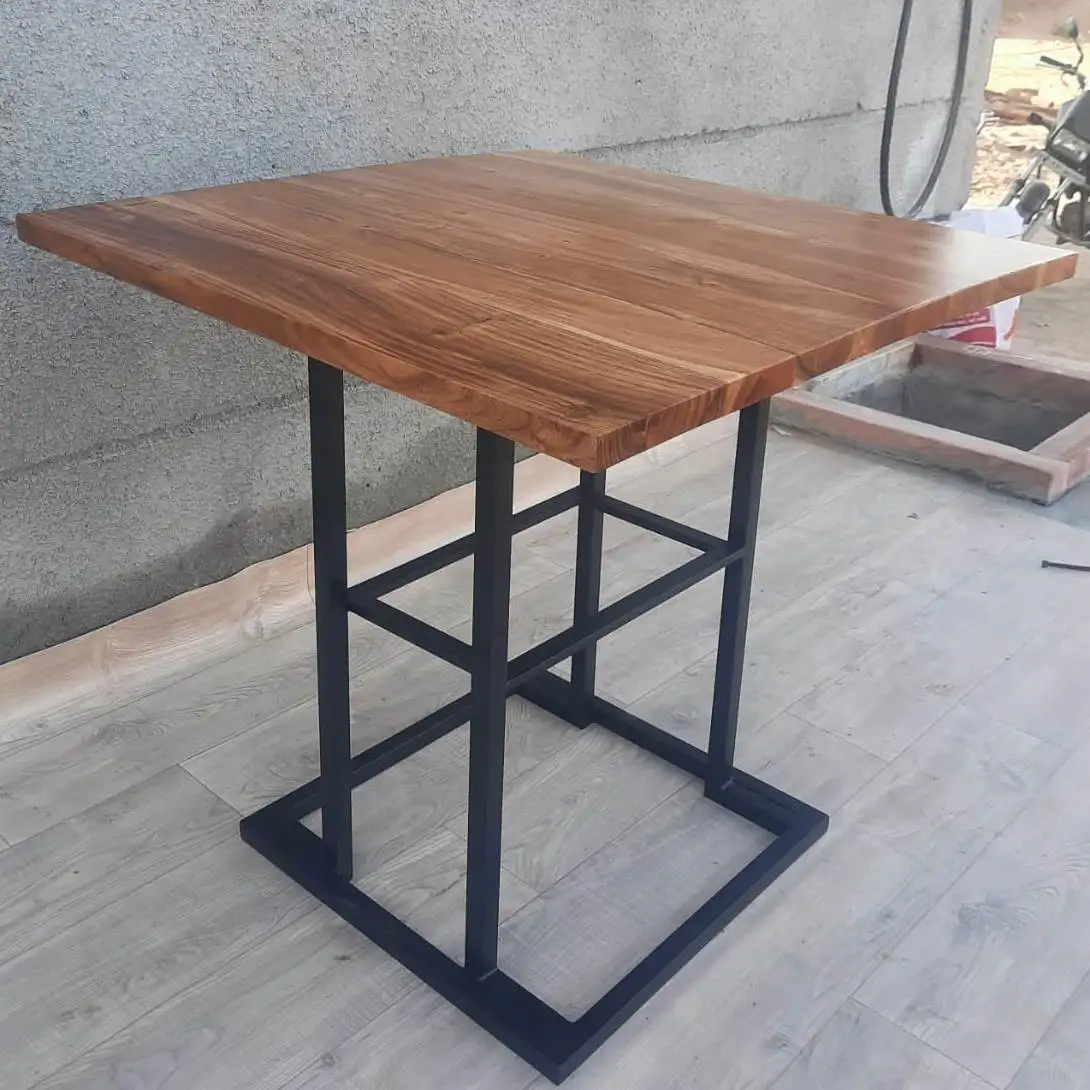 small dining table cheap solid wood iron table