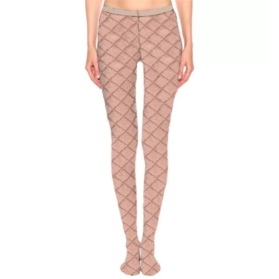 Designer Letters G Print Ladies Tights Stocking Sexy  Mesh Breathable Black Pantyhose for Women