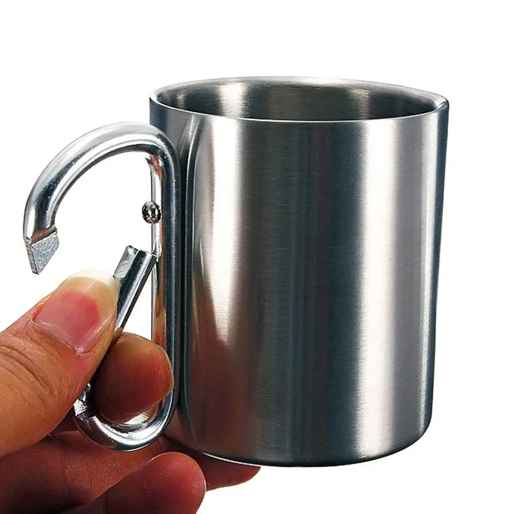 Stainless Steel Cup with Carabiner Handle