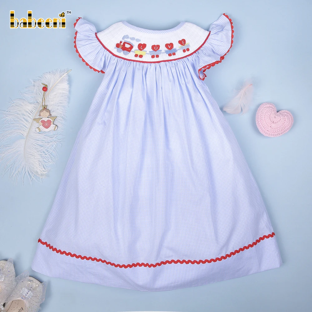 Train of Love hand smocked bishop dress OEM ODM customized hand made embroidery wholesale smocked dresses - BB2823