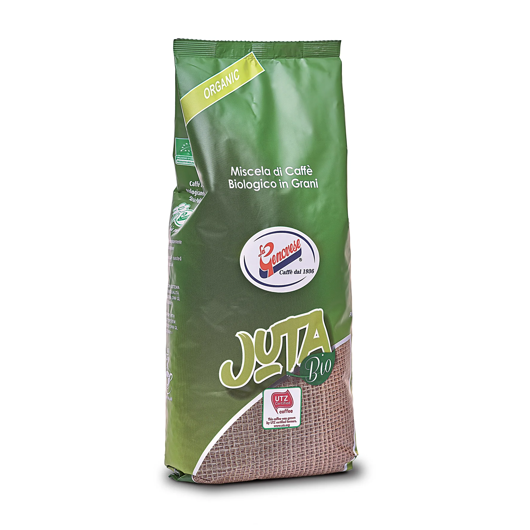 Сделано в Италии, для эспрессо, 1 кг, джута, био, UTZ, органические кофейные зерна