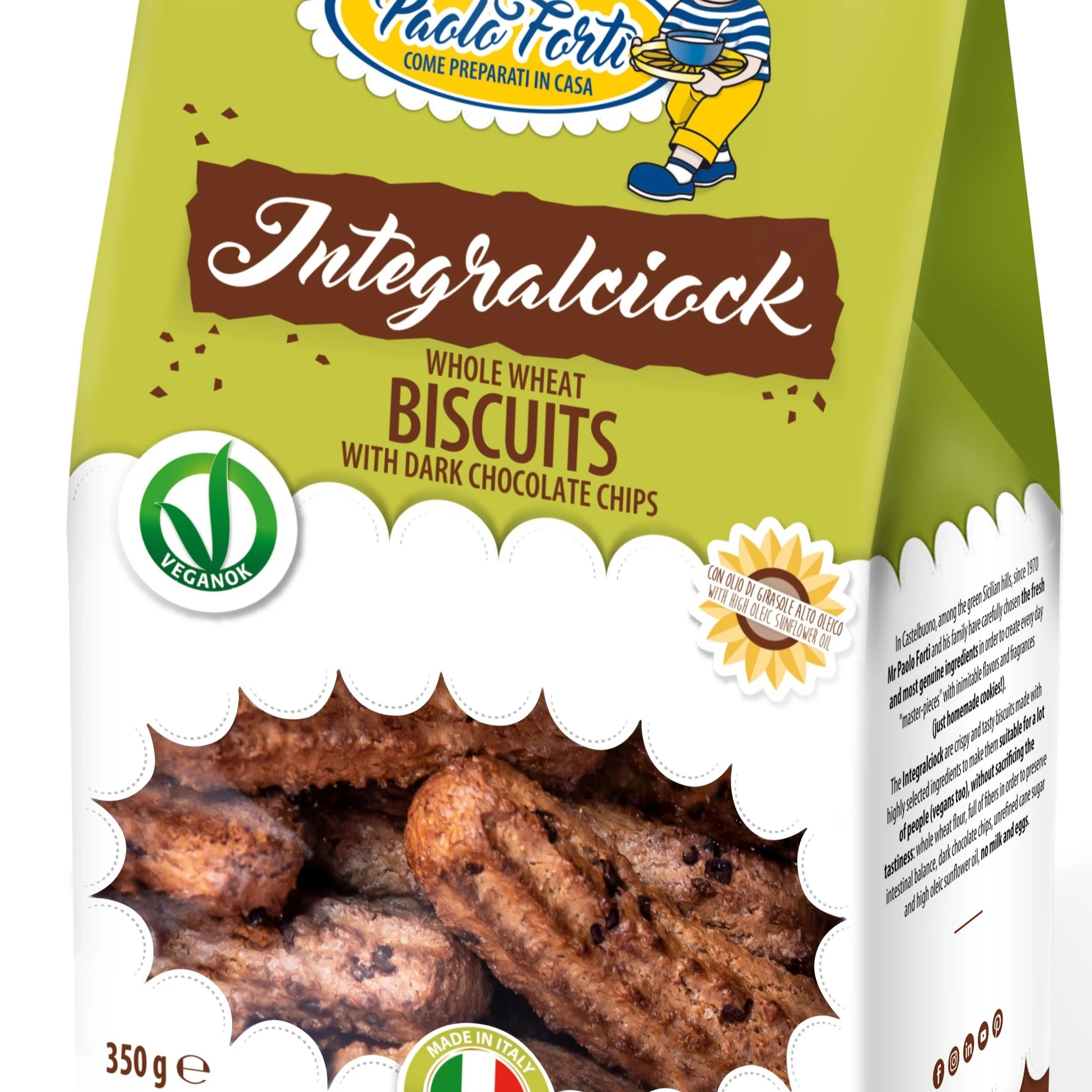 INTEGRALCIOCK итальянское зернистое шоколадное печенье 350 гр печенье полужесткое обезжиренное Саше сладкое