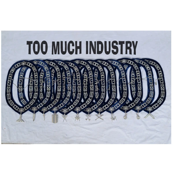 MASONIC BLUE LODGE GOLD WORKING TOOLS LOT OF 12 CHAIN COLLAR FREE JEWEL SET MASONIC BLUE LODGE WORKING TOOLS LOT OF CHAIN COLLAR