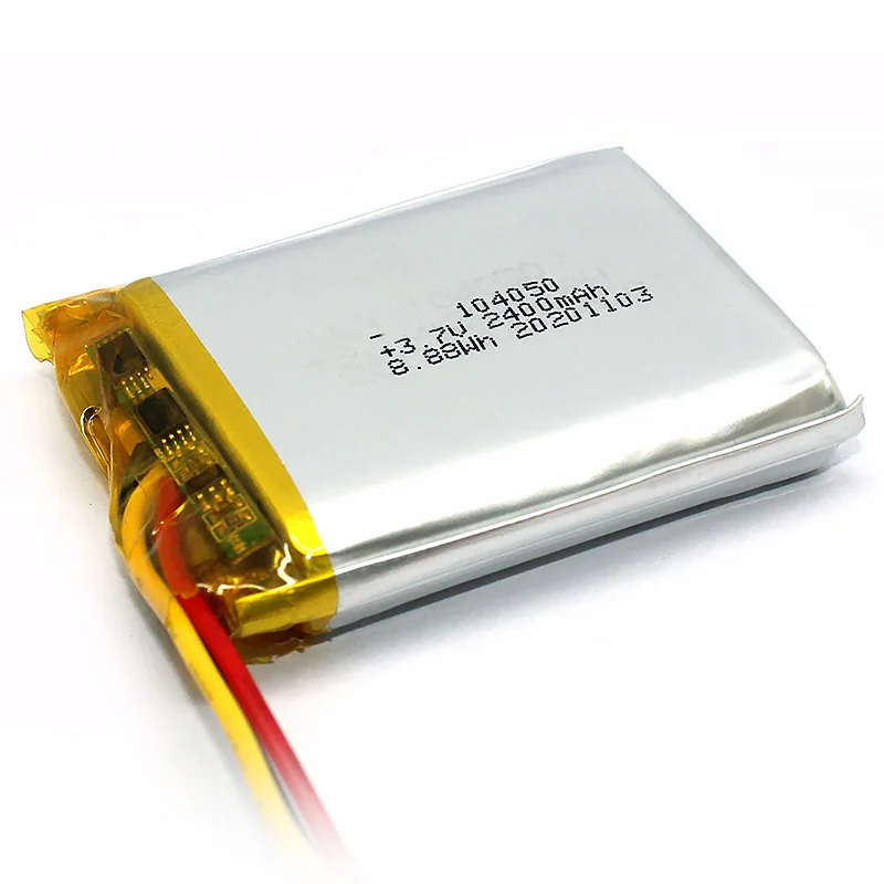 2400mah Large Capacity Lipo Battery 104050 3.7v 8.88wh Rechargeable Lithium Polymer Battery With Jst Connector