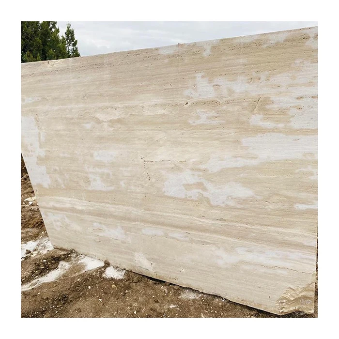 White Turkish Travertine block price ton for sale