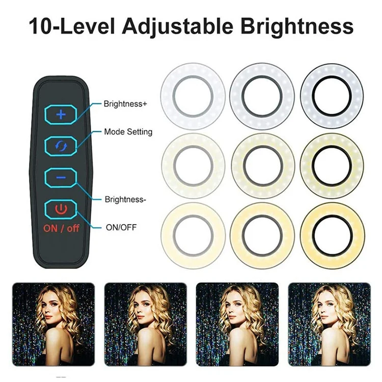 4 Inch 10 level Adjustable LED Selfie Ring Light Selfie Ring Light Led  Ring Light