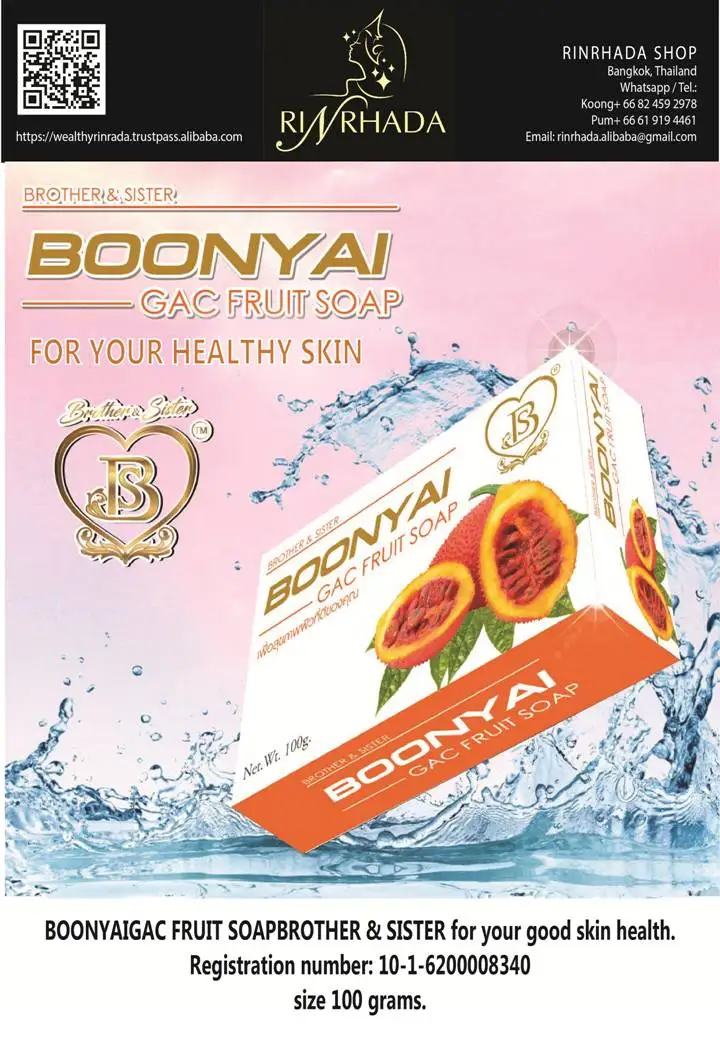 New Formulary White Herbal Anti Acne Boonyai Gac fruit soap From Thailand Manufacturer