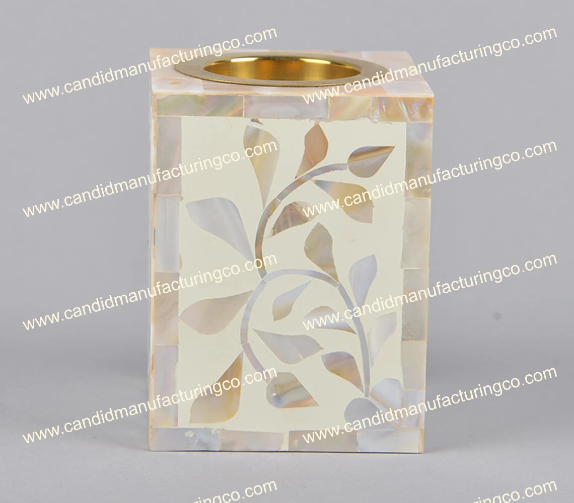 Candid Manufacturing Co Luxury Incense Burner Wood and Seed Material with Mother of Pearl and Arabic Incense Mubkhar Inlay