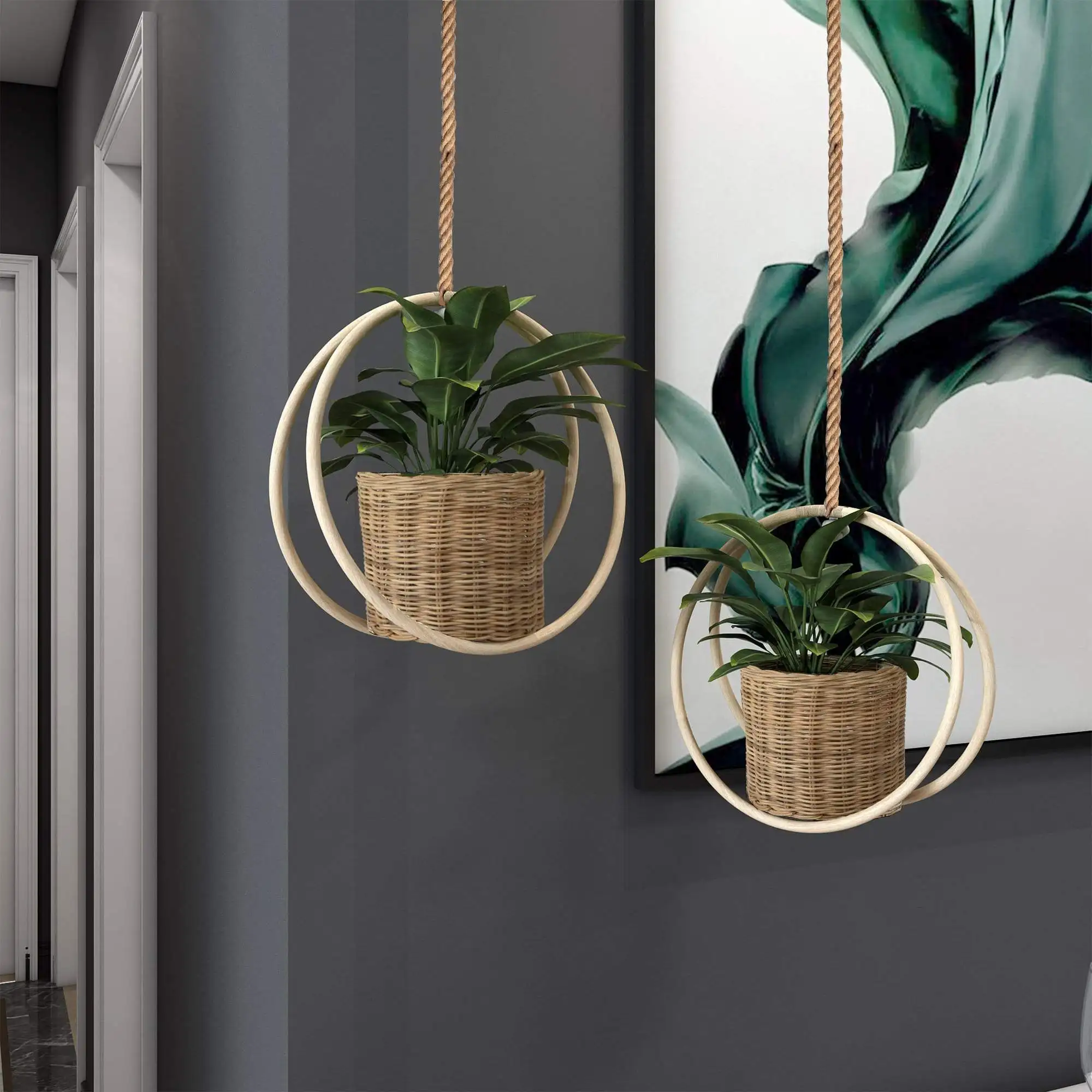 Вьетнамская оптовая продажа милый бамбуковый горшок для цветов ручной работы круглая форма подвесная корзина