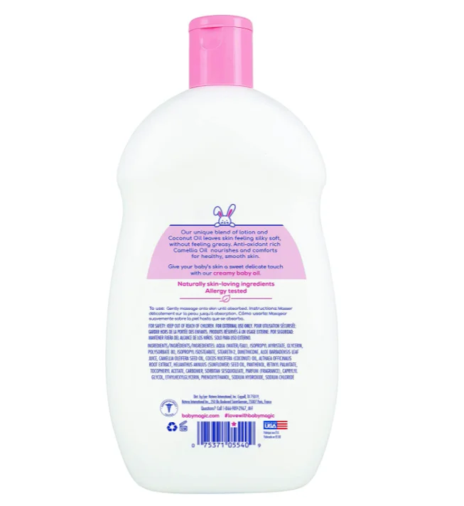 Baby Magic Creamy Baby Oil Coconut Oil and Camelia Oil Free of Parabens No Phthalates Sulfates and Dyes 16.5oz (Case Pack of 6)