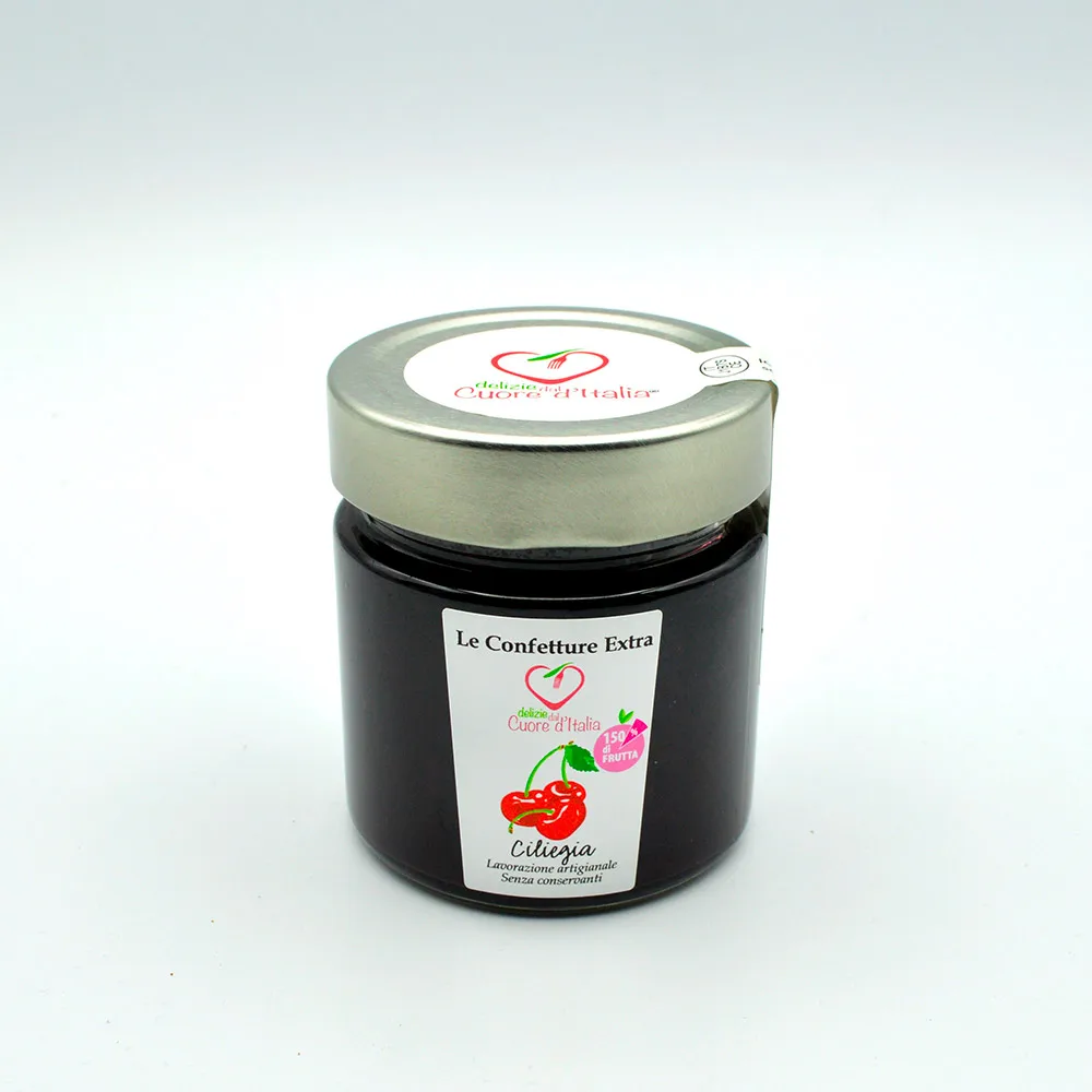 High Quality Italian Cherry Jam 250gr jar without preservatives for export without pectin with 150 gram
