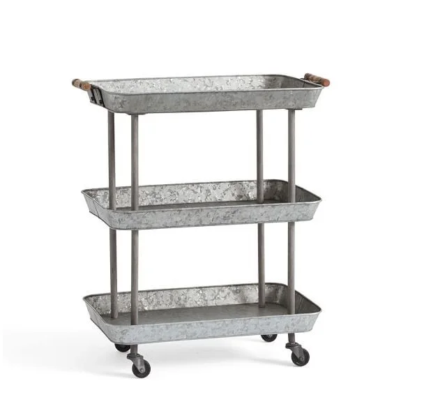 Galvanized Rack 2 Tires Design Bottles Storage Shelf Independent Table Top Wine Display Rack
