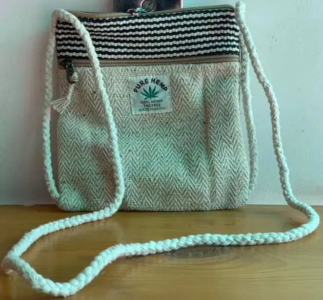 Hemp organic side bag/ Passport side bag/100 % hemp PP bag