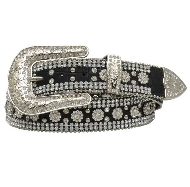 Western Brown Crocodile  Bling Bling  Flowers Belt