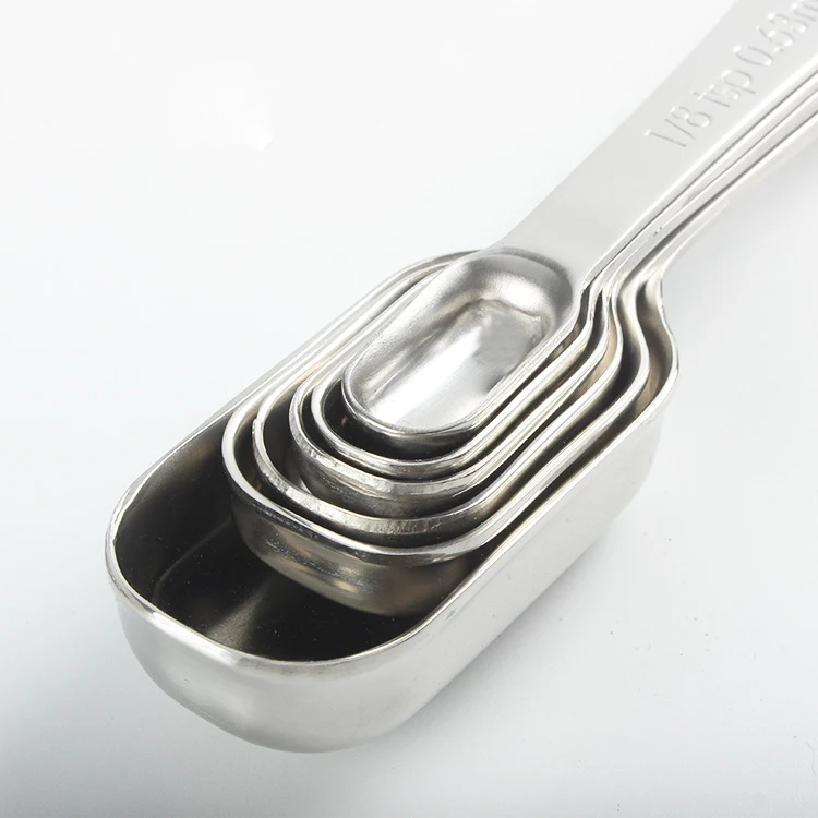 Top Sale High Productivity 2 in1 Coffee Scoop Weight Rectangle Food Measuring Metal Spoon