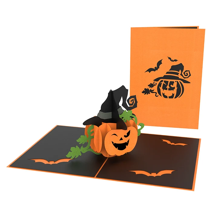 
Happy Halloween Pumpkin Handmade Laser Cut 3D Greeting Pop Up Card Craft Wholesale Vietnam 