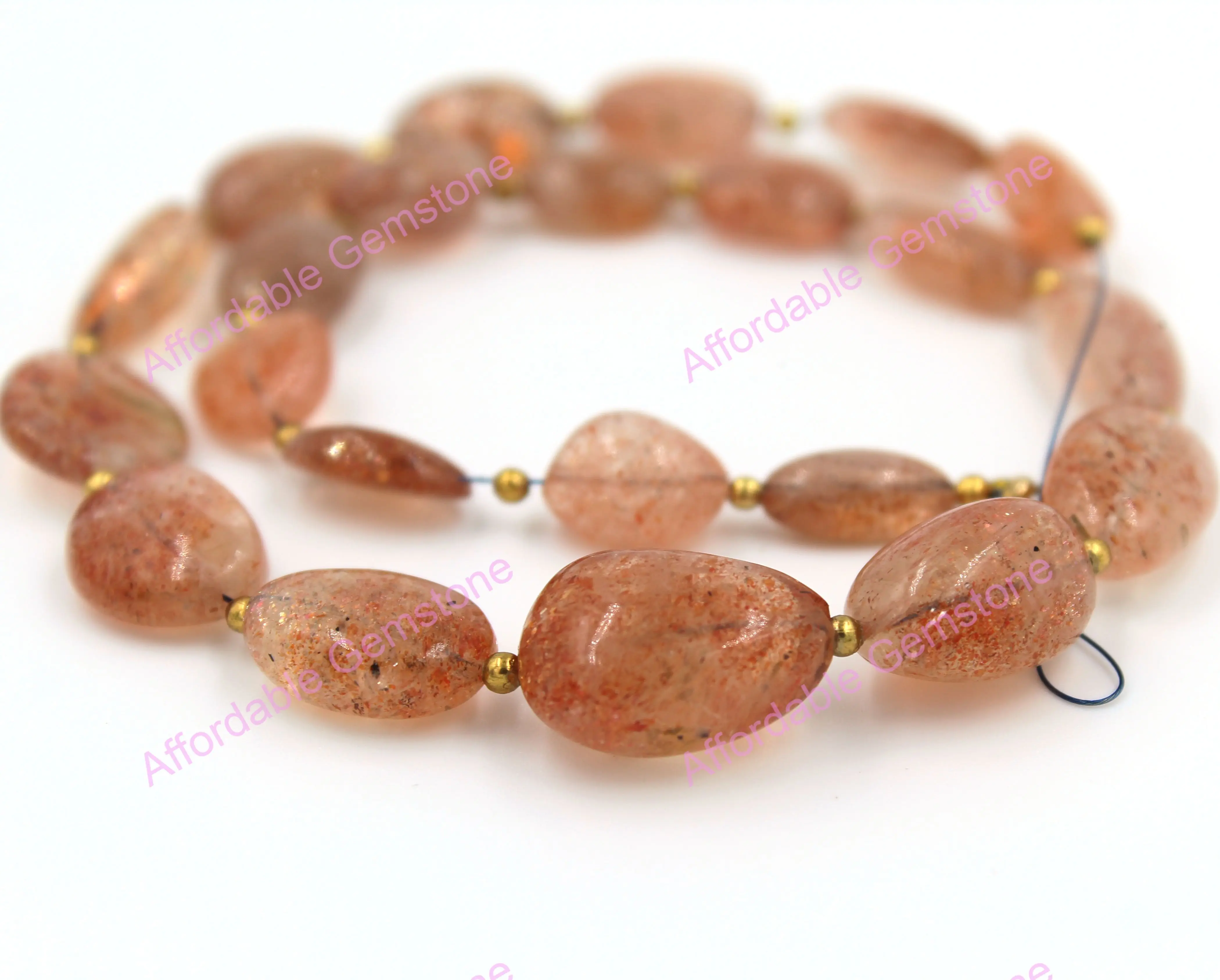 Natural Sunstone Nugget shape gemstone Drilled Gemstones Polished Jewelry Making stone Cut Stones Loose Stone Size 8 to 12 mm