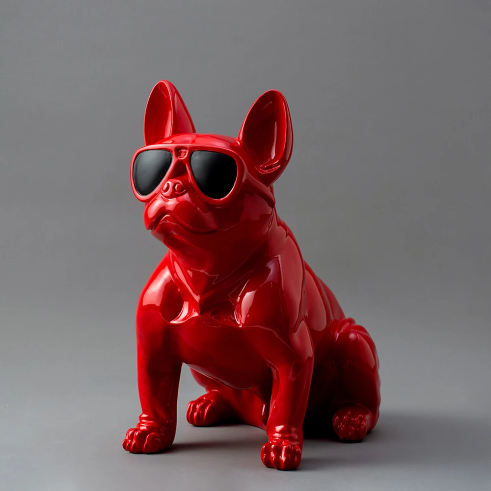 New Design Fiberglass French Bulldog Model Sitting Pose Cool Dog Mannequin