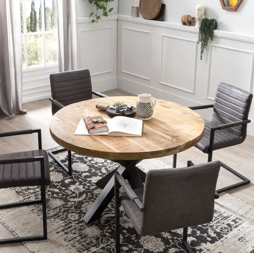 Mango wood round dining table set mango wood furniture cheap dining table set