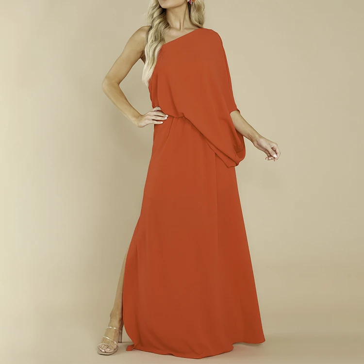 Fashion Red Casual Print O Neck Dress Elegant Women Summer Spring Ladies Woman Clothes Chiffon Long Maxi Party Dresses