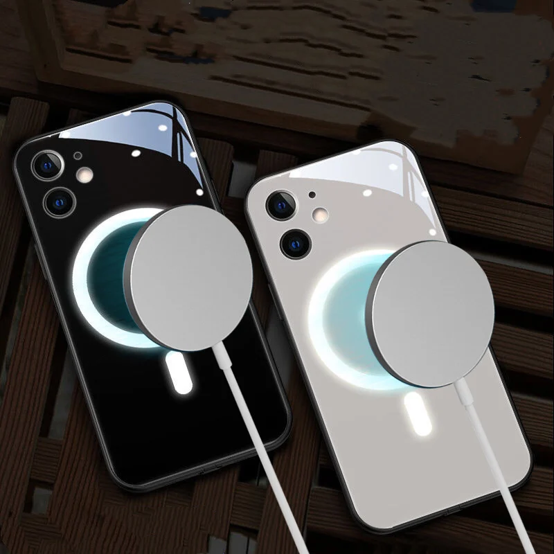 
Anime ONE PIECE Naruto Dragon ball manga Magnetic Led Flashing light up Luminescent Glass for iPhone 13 Pro Max case 