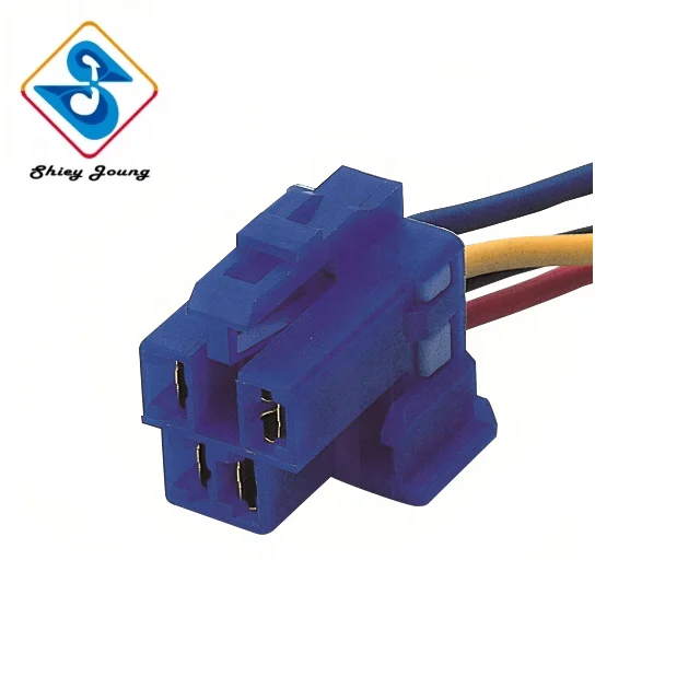 Customized 4 Pin Female Blue Relay Regulator Connector Auto Socket Wire Harness
