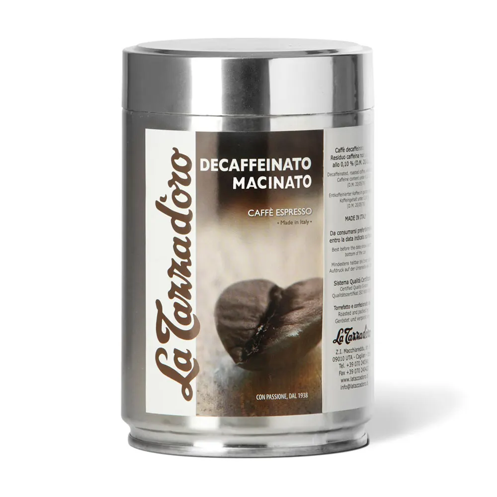 Молотый кофе эспрессо-ла-тазза д/Оро, без кофеина, 250 г, жестяная банка
