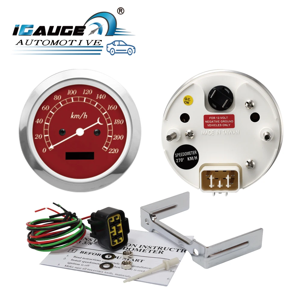 85mm cars electrical speedometer gauge by additional gps and converter kit red face universal modification car