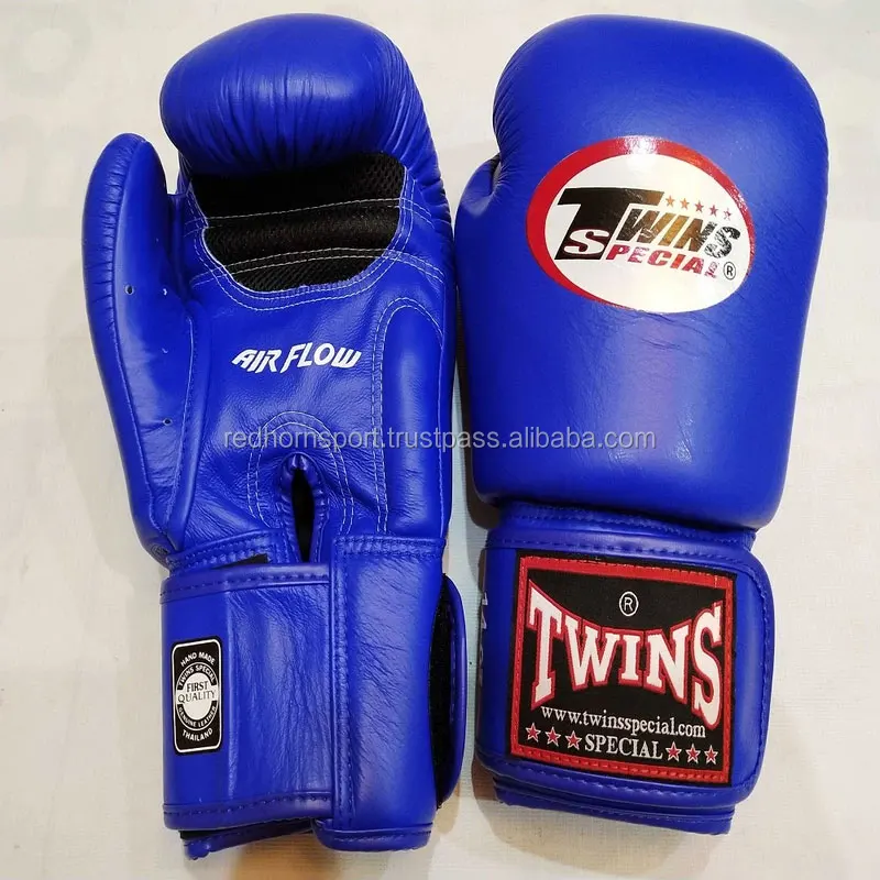 Blue Twins special Professional fight Leather Boxing Gloves twins speed bag boxing luva muay thai