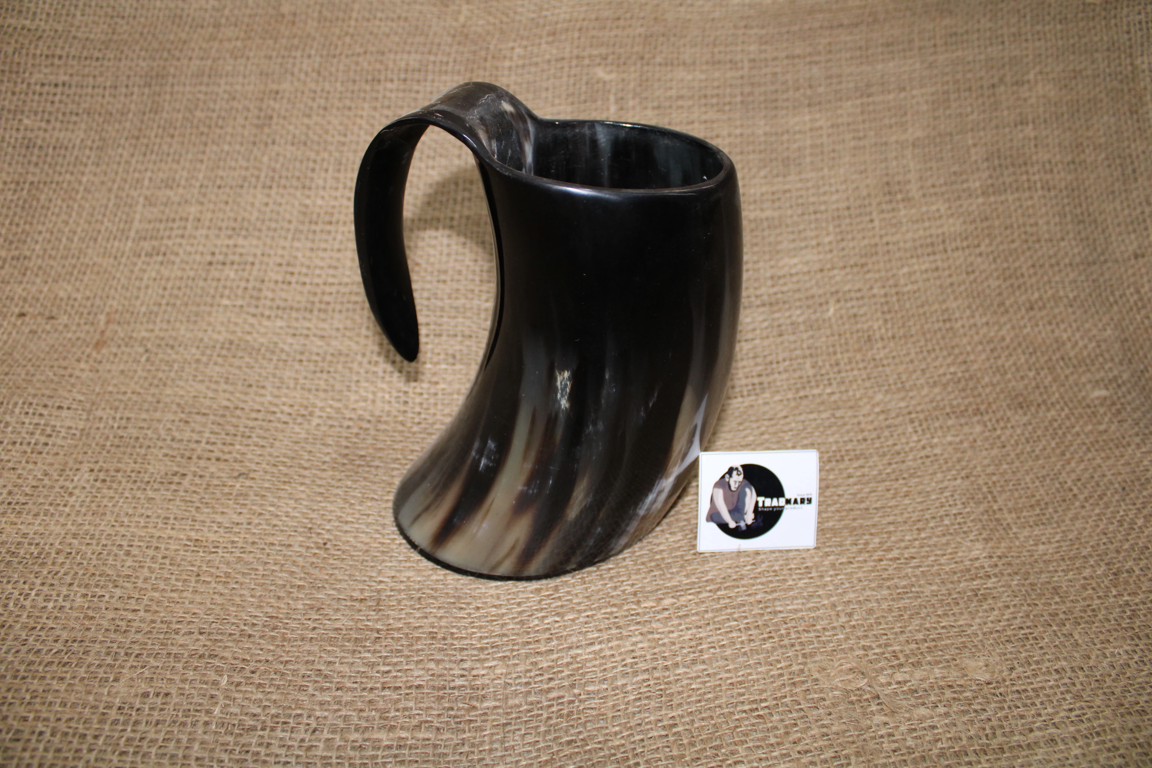 Tradnary Natural Brown & Black Horn Mug for Beer Wine In Horn For Viking Drinking buffalo horn mug