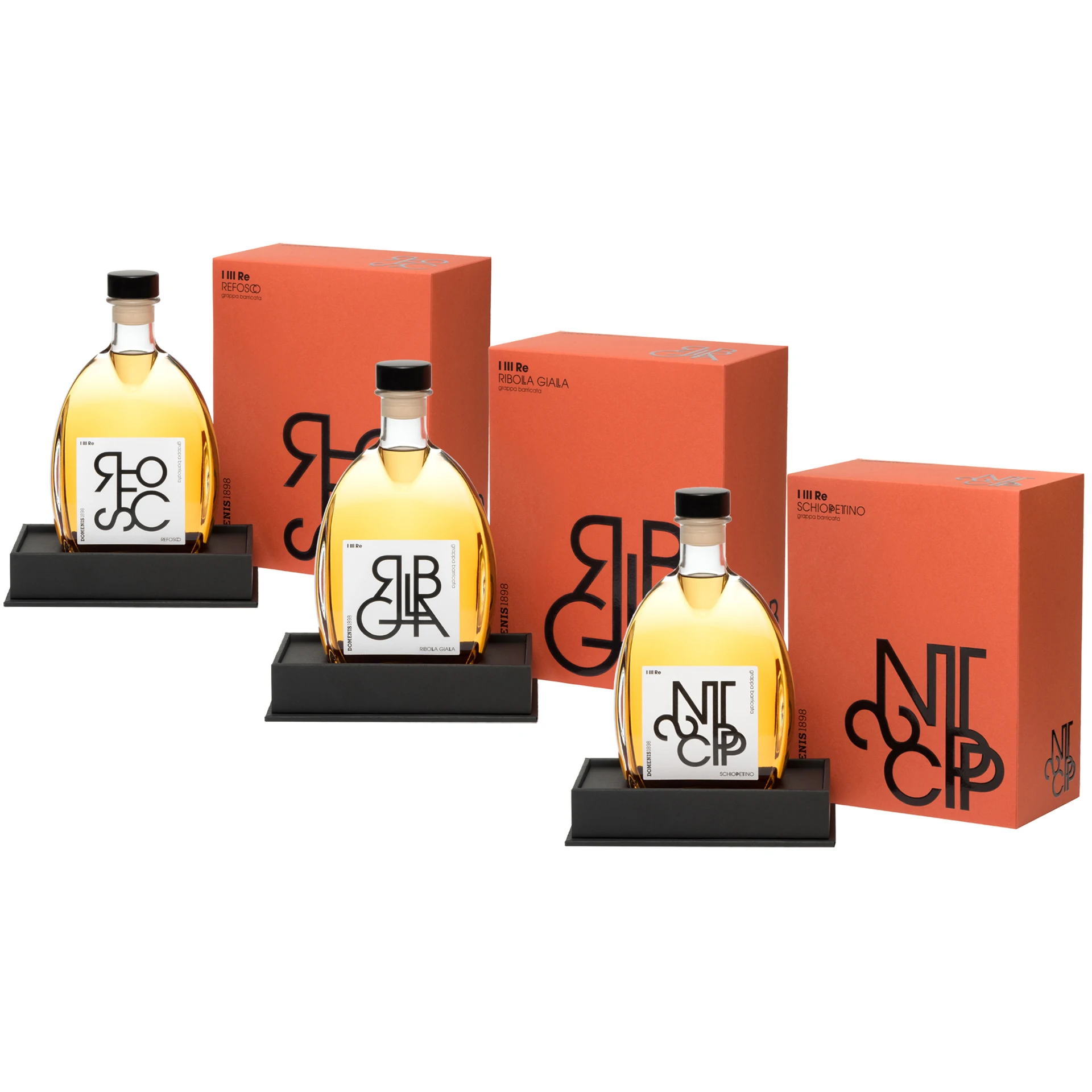 Top Quality Awarded Italian Barrique Aged Grappa I III RE Ribolla gialla in unique box 70cl