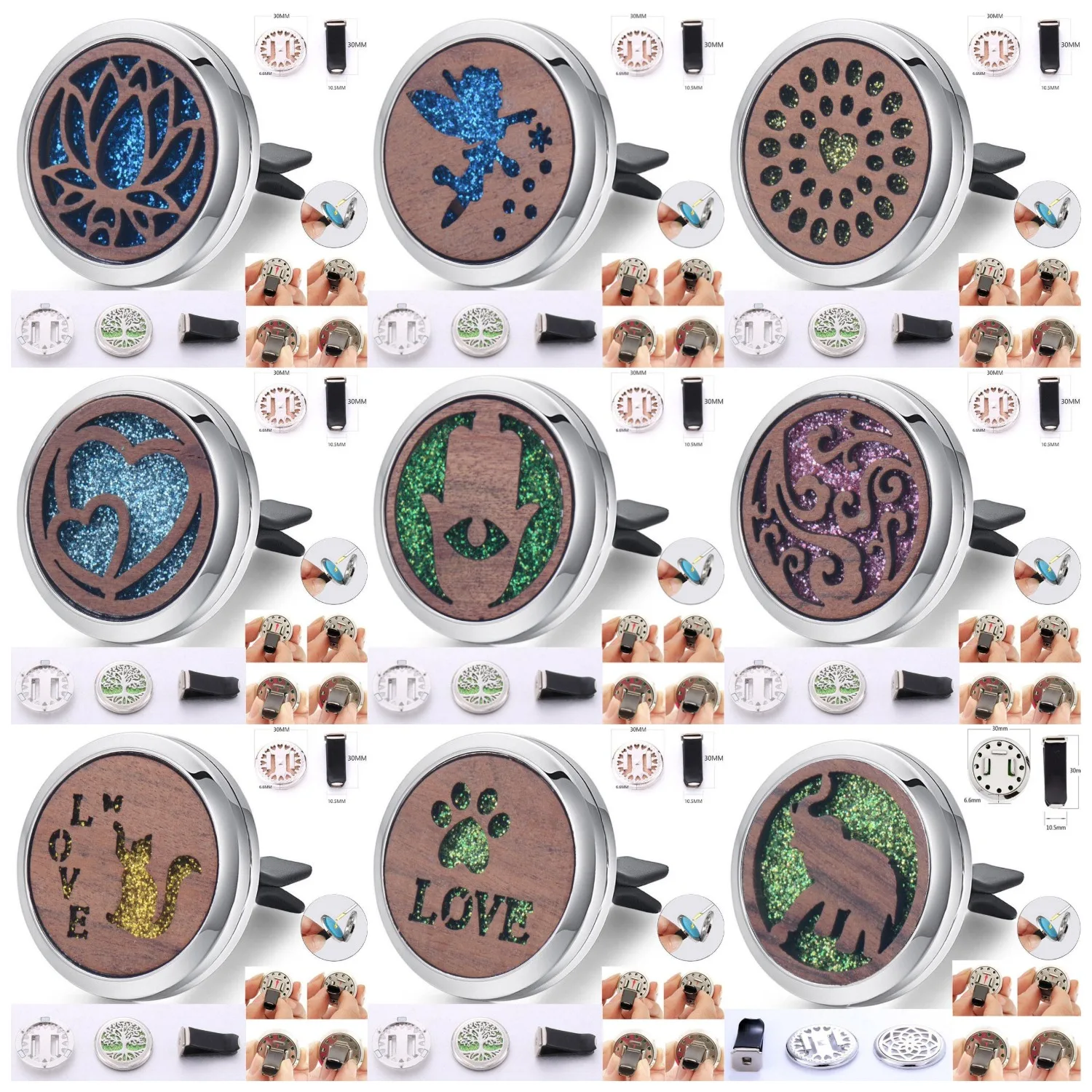  Деревянный Ароматерапевтический парфюм Energinox 30 мм эфирное масло освежитель воздуха автомобильный диффузор зажим для вентиляционного отверстия