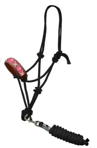 Cowboy Knot Rope Halter w/ Leather Noseband NEW HORSE TACK